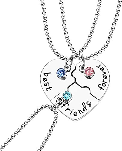 Huture Beste Freundin Halsketten Set BFF Ketten Herzanhänger mit freundschaftsketten für 3 mädchen Herz Strass Frauen Kette Anhänger Freundschaft Ketten Haslkette Schmuck Geschenke
