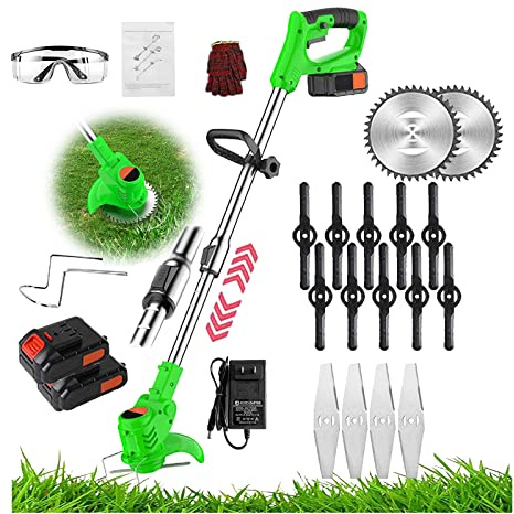 Mrzneaoch Electric Lawn Mower, 24v Cordless Lawnmower 650w Battery Powered Weed Tiller For Lawn Mowing/pruning/gardening Lawn Mower With Telescopic Pole And Adjustable Head, 2 Batteries And Charger
