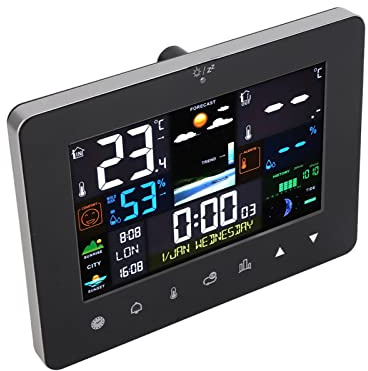 Weather Forecast Station, Touch Screen Sunrise Sunset Time Digital Weather Forecast Station Time Date Week for Outdoor