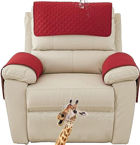 MeRcri Copri poggiatesta per Divano, Copribraccioli per Divano Sedia reclinabile Bracciolo Copri Poltrona Braccioli Protezione Copri Sedile Divano, per 1 2 3 Posti (Color : Red, Size : 1 Seat)