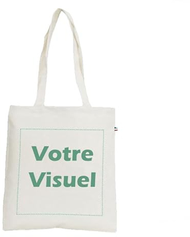 lotdevin Tote bag personnalisable 100% Français - Sac tote bag à personnaliser avec impression couleur pour Image & Texte [ Sac coton personnalisable ]