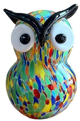 HXSCOO Kristall-Eulen-Figur, Glas, mundgeblasene Eulen-Skulptur, Kunstsammlung, Tier-Briefbeschwerer, Ornament, Tischdekoration, Geschenk
