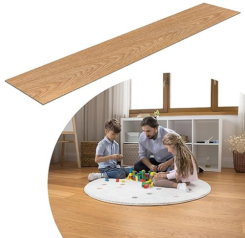 YRHome Revêtement de sol en PVC - 5 m² - Marron bois - Autocollant - Système de clic - Revêtement de sol en vinyle - Pour chauffage au sol - 36 carreaux - 91,44 cm x 15,24 cm x 2 mm