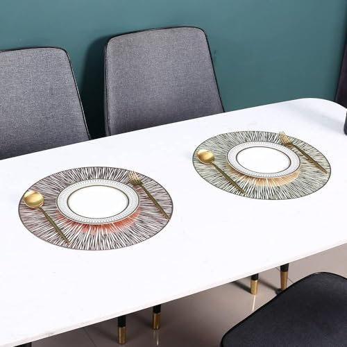 6 Sottopiatti Rotondi, Tovagliette Dorate, Lavabili, Resistenti al Calore, Antiscivolo, per Natale, Banchetti, Compleanni, Matrimoni