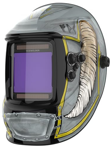 YESWELDER Maschera Saldatura Autoscurante Colore Vero, 10X9 cm Casco per Saldatura Grande Schermo, Solar Power/Pila Sostituibile, 4 Sensori d'arco Ampio schermo 4/5-9/9-13 per TIG MIG ARC CUT GRIND