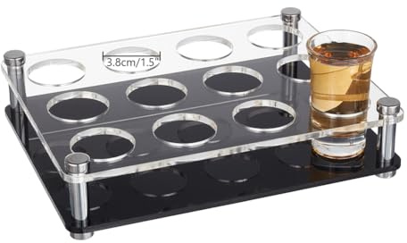 NBEADS 12 Acrylic Shot Glass Tray Holder, Shot Glasses Bulk Tray Shot Glass Serving Trays Beer Wine Glass Display Rack for Bar Party Club and Family Frenzy Party, Hole: 3.8cm