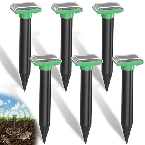 Repellente per talpe a energia solare, 6 pezzi Ultrasonic IP65, impermeabile per talpe e scoiattoli nei prati