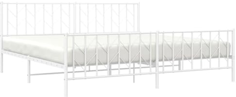 vidaXL Sängram med huvudgavel och fotgavel vit metall 200x200 cm, säng, metallsäng, metall sängram, sängar, metallsängar, metall sängramar, gästsäng