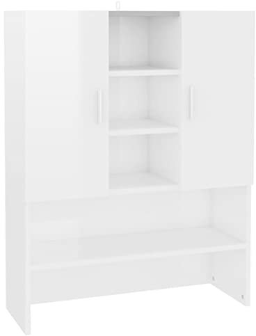 Festnight Mobile Lavatrice, Mobile sopra Lavatrice Salvaspazio, Mobile Bagno Lavatrice Bianco Lucido 70,5x25,5x90 cm