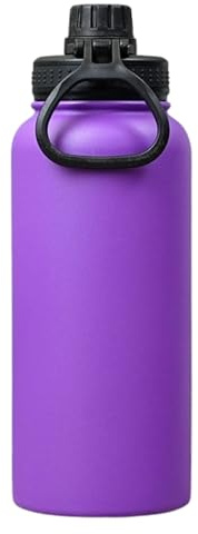 SAMNATE Insulated Stainless Steel coffee Flask - 1L(34oz) Large Capacity thermal flask for Hot and Cold Drinks - Leakproof Travel hot water Flask with Cup for Coffee, Tea, Water (Purple)