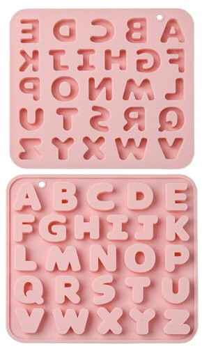 UR URLIFEHALL 2 Pcs Silicone Letter Moulds Reusable Alphabet Moulds Chocolate Silicone Moulds for DIY Baking Cake Candy Fondant Biscuit
