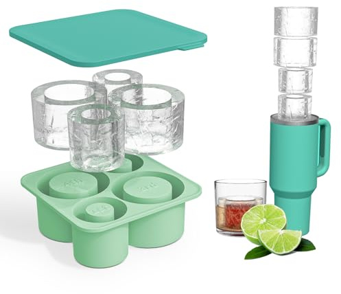 MARUKO Silicone Ice Cube Tray With Lid for Stanely Cup,Tumbler Ice Mould, Cylinder Silicone Ice Cube Trays for Freezer, Cocktails, Whiskey, Coffee and Juice, BPA Free, Dishwasher Safe Christmas(Green)