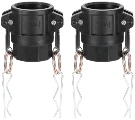 PATIKIL Poly Cam Lock Fittings, 2 Stück 1 Part D Weiblicher Adapter x Weibliches Gewinde Cam Groove Schlaucharmaturen Polypropylen Cam Lock Fittings, Schwarz