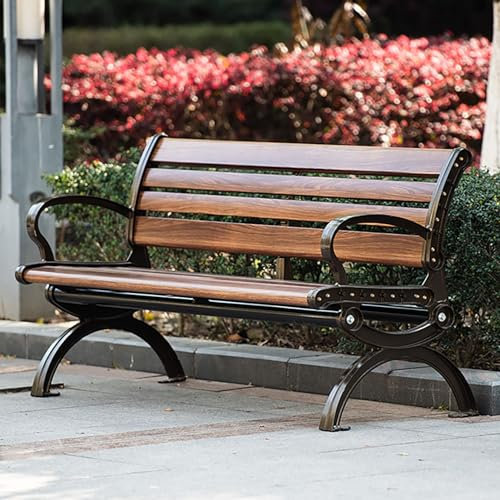 SORVA Gartenbank aus Metall, Parkbank mit Rückenlehne, Terrassenbank für den Außenbereich, Bankstuhl mit Armlehnen, 2-Personen-Dekor-Sitzmöbel, Lattenrost-Design, wetterfest, für Veranda, Balkon (