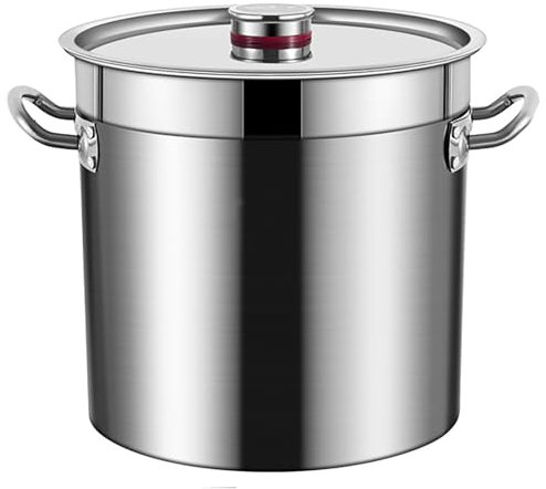 Suppentopf, verdickter großer Suppentopf aus Edelstahl 304 mit Deckel, robuster Induktionstopf, for die gewerbliche Nutzung im Catering, zu Hause und im Freien(Size:35L)