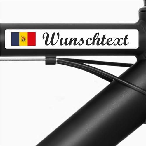 INDIGOS UG - Fahrradaufkleber Rahmen Moldavien - Glatt - Fahne Aufkleber selbst gestalten - 13 Flaggen mit Wunschtext personalisiert - Namensaufkleber - Sport, Rennen - Fahrradrennen