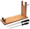 Well Home-Jamonero de Madera con herraje en V, pincho y ficjación pezuña + Set de Cuchillo Jamonero (25cm) y Chaira (21cm) Acero Inoxidable Alta Cali