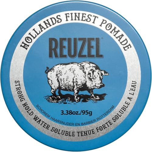 Reuzel Blue Strong Hold Pomade,Strong Hold Pomade For High Shine Look Water Soluble With A Vanilla Scent 3.38oz/95g