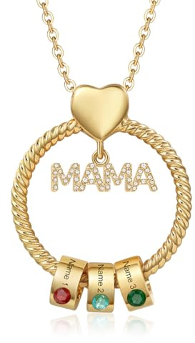 Wamantic Kette Damen Geschenke für Mama - Personalisierte Gold/Silber MAMA Ketten mit 1–5 Namen Halskette Schmuck Charms Anhänger für Mutter Tochter Weihnachten Muttertag Geburtstag
