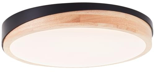 Brilliant LED Wand- & Deckenlampe mit 3-Stufen-Dimmer & schwarz-braunem Holz Rahmen vom Kautschukbaum & warmweißer Lichtfarbe (3000 K) | Ø 35 cm | 24 W | 2400 lm | aus/Kunststoff/Metall/Holz | LED Wand- & Deckenlampe mit 3-Stufen-Dimmer & schwarz-braunem Holz Rahmen vom Kautschukbaum & warmweißer Lichtfarbe (3000 K)