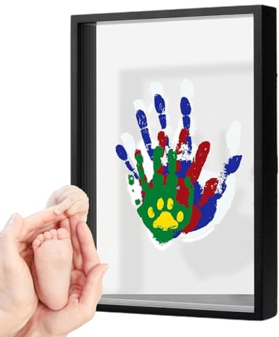 Kit de huellas de manos familiares - juego de kits de huellas de manos familiares | Kit de impresión a mano, kit de marco de madera, hojas transparentes, juego de kit de huellas de mano