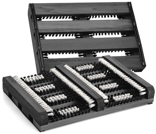 TIMELEOS Schuhabstreifer Aussen & Innen, aus Holz - rutschfest & Langlebig mit Kräftigen, Pflegeleichten Borsten | Universeller Schuhreiniger, entfernt Gras, Schnee, Sand & Staub Fußabtreter Außen