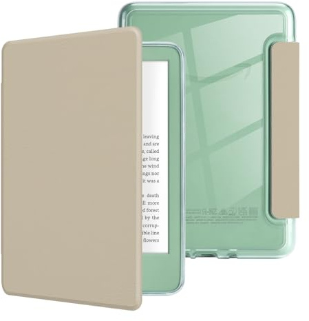MOROCK Schutzhülle für Kindle (11. Generation, Version 2024/2022), leichtes PU-Leder und transparente Acryl-Rückseite, automatische Sleep/Wake-Hülle für Kindle 11. Generation 2024/2022, Haferkaffee