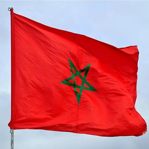 Bandiera del Marocco, 90 x 150 cm, Rosso con Stella Verde, Poliestere