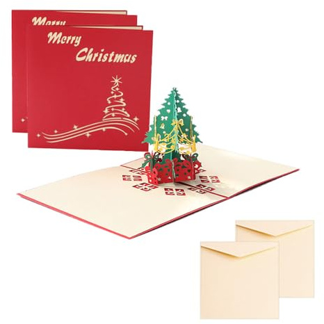 2 Stück Pop Up Karten Weihnachten 3D Grußkarte, Weihnachtskarten Weihnachtsgeschenke, Geschenk Für Weihnachten, Besondere 3D Weihnachtskarte, Mit Umschlag Als Gutschein Oder Für Geldgeschenke