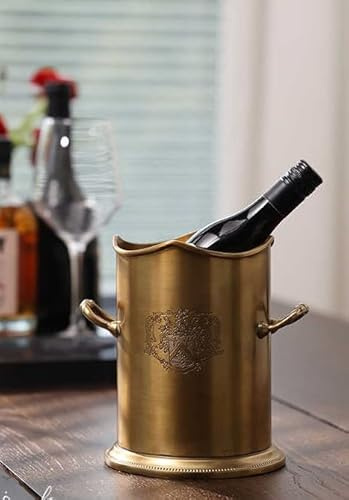 Luxury Brass Wine Ice Bucket, Imported Gold Champagne Cooler for Home, Camping & Outdoor, Premium Nordic Decorative Bar Accessory