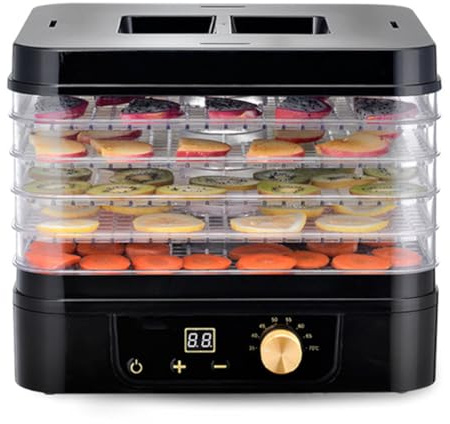 Macchina per Frutta secca, essiccatore d'Aria per Alimenti, essiccatore per Frutta, Verdura, Carne, Yogurt medicinale, essiccatore per Alimenti, con 5 vassoi, termostato Digitale Regolabile