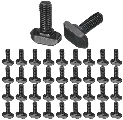 sourcing map 40pcs M6x16mm t Slot Drop-in Bolt, Carbon Steel Hammer Head Bolts t Shape Stud Sliding Screw for European Standard 30 Series Aluminum Profile
