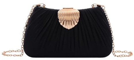 Fecialy Clutch Handtasche für Damen Satin Handtasche mit Faltenverschluss Abendtasche Formelle Party Umhängetasche