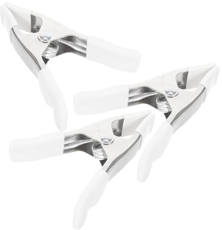 Toddmomy 3pcs Heavy Duty Plastic Spring Clamps Backdrop Stand Clips for Photography and Woodworking White Spring Clips with PVC Protection Sleeve for Secure Hold and Slip Prevention
