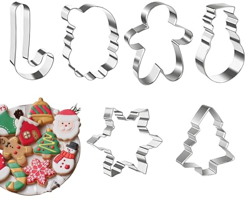 Moldes Para Galletas Navideñas - 6 Piezas De Acero Inoxidable | Suministros Para Hornear Navideños Moldes Para Galletas | Moldess Para Hornear Para Fondant, Queso, Postre, Pastelería, Decoraciones Par