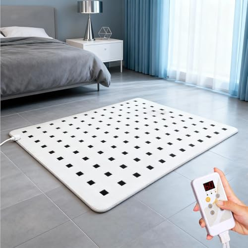 Laohucai Tappetino riscaldante elettrico in grafene, tappeto riscaldante elettrico con timer e temperatura regolabile, riscaldatore a infrarossi per pavimento, per camper, soggiorno(A,50x150cm)