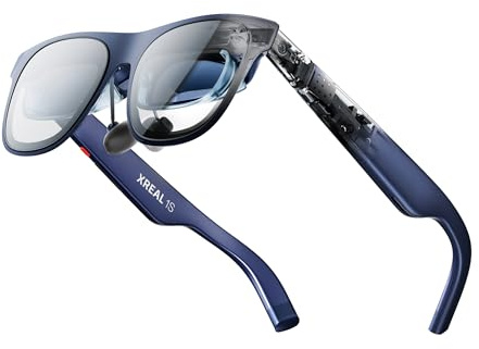 XREAL 1S AR/XR Gafas, Gafa Realidad Aumentada, 500 Pantalla Virtual, Campo Visión 52°, 3DoF Nativos, Real 3D, X1 Chip, Compatibles Dispositivos USB-C DP y iPhone17/16/15, Consolas como ROG/SteamDeck
