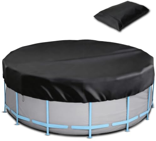 AOOWU Pool Cover Ø244 cm, Solarabdeckplane, Wasserdicht Poolabdeckung Rund, Staubdicht Sommer & Winter Poolplane, Schutzabdeckung Pool Abdeckplane mit Kordelzug Faltbarer UV Beständig