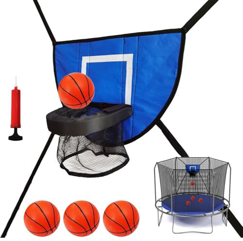 Trampolin-Basketballkorb-Aufsatz – weiches Rückwand-Set für Kinder mit 4 Minibällen und Pumpe | Indoor-Outdoor-Gartenzubehör für Hinterhof-Fitness | Sicheres, langlebiges aktives Spielziel