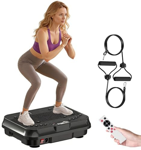 Plateforme vibrante oscillante pour entraînement complet – Modèle 2026 avec 2 bandes élastiques et sauteur, 250 vitesses, brûle les graisses et tonifie les muscles à la maison