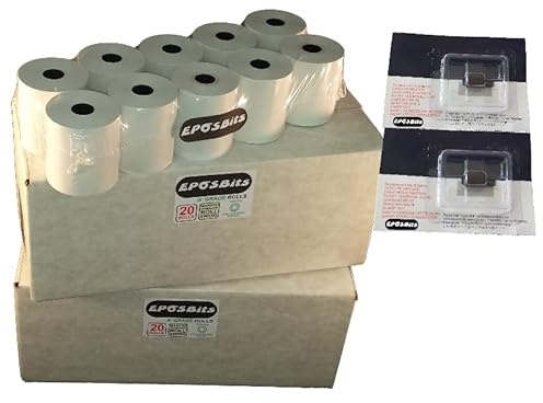 EPOSBITS® Brand 40 Rolls + 2X Ink for Olivetti ECR7100 ECR 7100 Cash Register