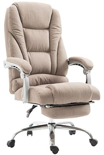 CLP Sedia Ufficio Pacific In Stoffa I Poltrona Direzionale Ergonomica Imbottita Con Poggiapiedi Carico Max 150 KG, Colore:tortora