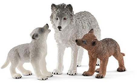 Schleich 42472 Wolfsmutter mit Welpen, für Kinder ab 3+ Jahren, WILD Life - Spielfigur
