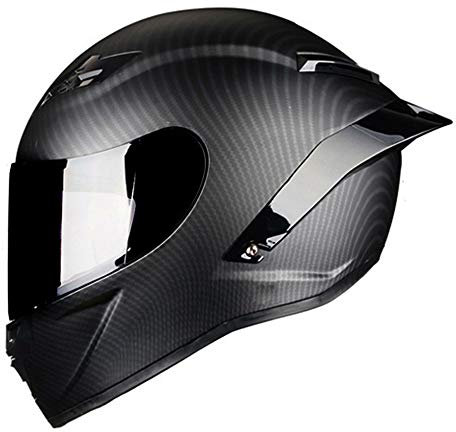 Mangen Casque intégral en Fibre de Carbone Double Casque de Moto VTT BMX (Noir Mat, S)