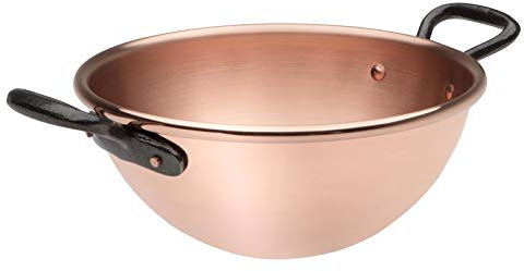 Baumalu - Ciotola per percussioni in rame, con manici su vaschetta di miscelazione in ghisa, Ø 20 cm, 1,5 litri