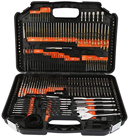 246-teiliges Bohrer Bit Set, Bohrer und Schraubendreher-Set mit schwarzer Kunststoffbox für Holz-, Metall-, Zementbohrungen und Schraubendreher in einem Kunststoffgehäuse