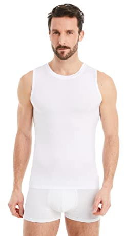 FINN Maglietta Intima Business Uomo Senza Maniche con Collo Rotondo - Maglia Sottogiacca in Originale Tessuto Lenzing® Modal - La Canotta Perfetta sotto Camicia e Abito Bianco S