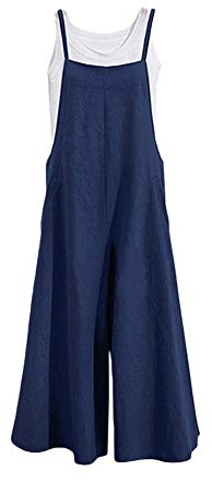 GUOCU Salopette in Lino Senza Maniche da Donna Vintage Tute in Lino Baggy Pantaloni a Gambe Grandi Estate Pagliaccetti Elegante Ragazza Overall Jumpsuit Casual Pantaloni Larghi Incinti Taglie Forti
