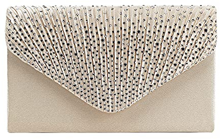 MEGAUK Damen Glitzer Clutch Satin Strass Unterarmtasche mit Abnehmbare Kette für Hochzeit Wedding Ball Bankett Prom Party