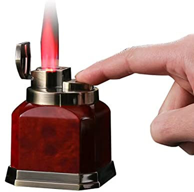 PENNY73 Briquet Gonflable en Métal Torche Coupe-Vent Coupe-Vent Allumeur Grain de Bois Accessoires pour Fumer Cadeau pour Hommes (Pas de Carburant)
